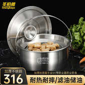 不锈钢装 油盆带盖家用滤网猪油盆厨房滤油罐家庭储油缸批发厂家