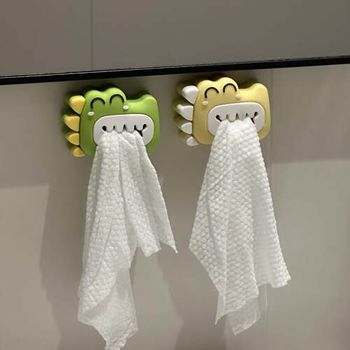 卡通小恐龙毛巾塞免打孔可爱趣味卫生间厨房儿童毛巾洗脸巾收纳夹