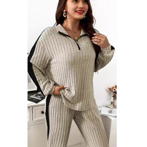 Womens Casual Fashion Colorblock Patchwork HalfZip Long