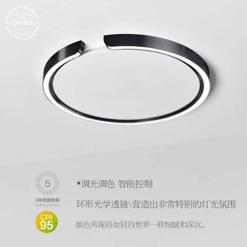 轻奢极简高端超薄创意德国指环圆形LED吸顶灯客厅卧室书房装饰C字