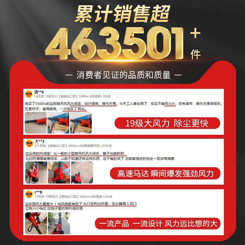 鼓风机吹灰尘大功率锂电吹风机工业用220v暴风吹树叶除尘器