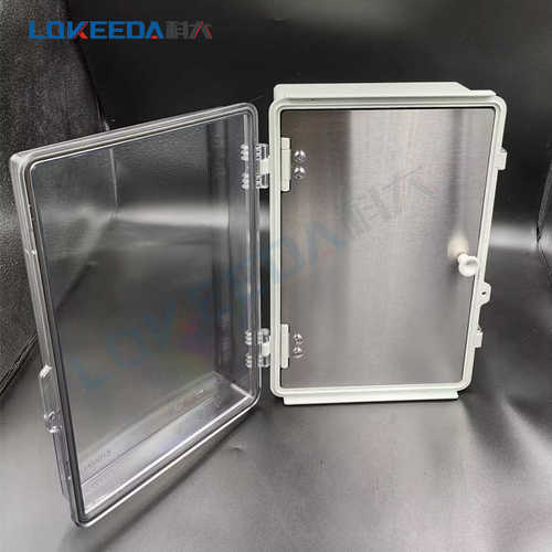 户外防水300*200*130mm透明带内中门塑料防水盒PC阻燃配电电控箱