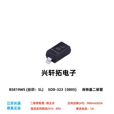 原装正品 1N5819 B5819W 40V 1A SOD123 SOD323 印SL肖特基二极管