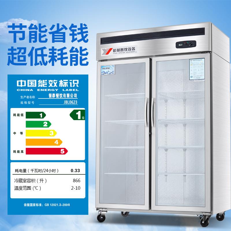 银都冷藏展示柜双门冰柜饮料展示柜点菜柜蔬菜水果保鲜冰箱玻璃门