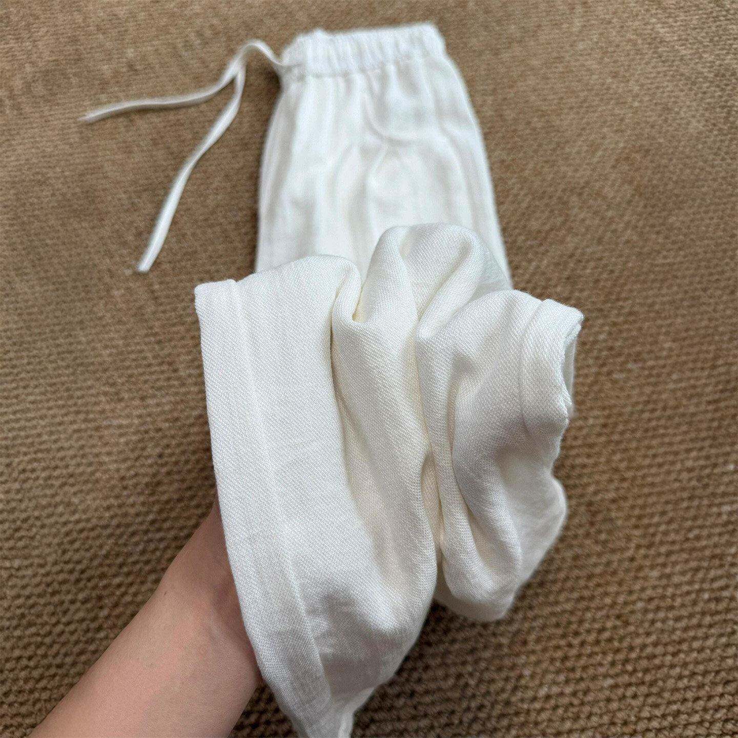 白色棉麻阔腿休闲裤女夏季薄款大尺码胖mm宽松显瘦梨型身材直筒裤