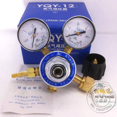 YQY-12 上海减压器厂氧气减压器 氧气减压阀 压力表全铜阀体上减