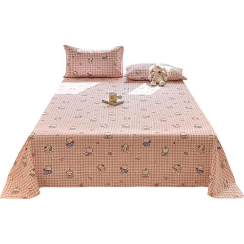 夏季感老厚粗布纯棉凉加床单单件全件棉宿舍单人被单枕套三914824