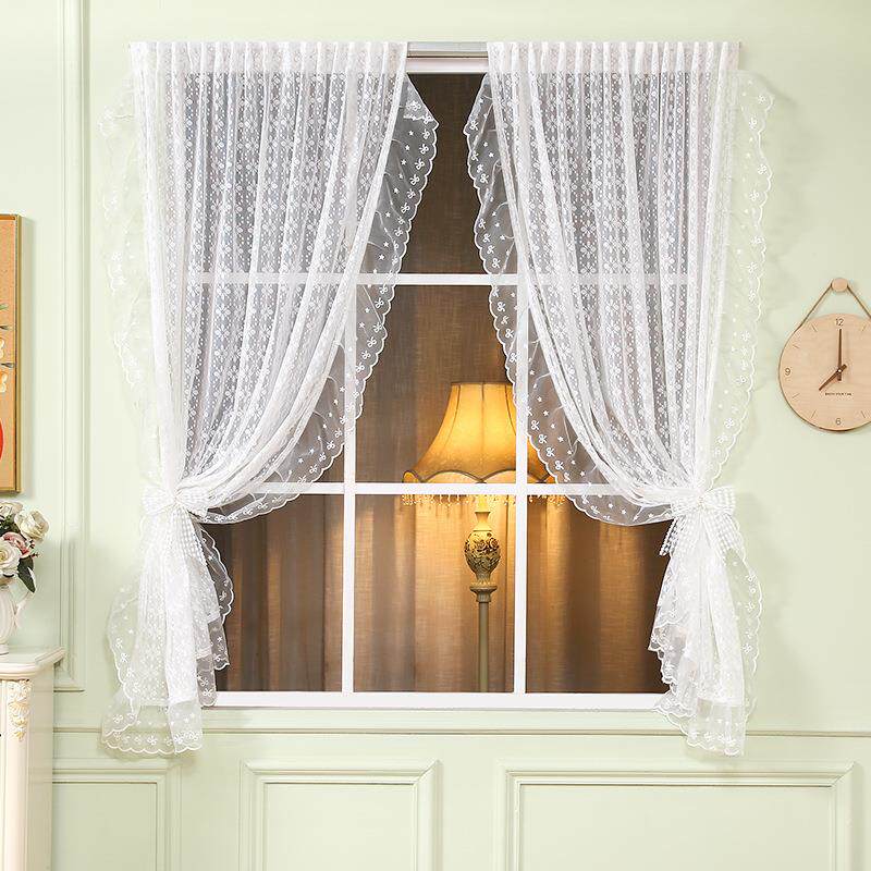隔断窗田园风窗帘透光美观纱帘门帘防窥家用隔热阳台公主风遮挡帘