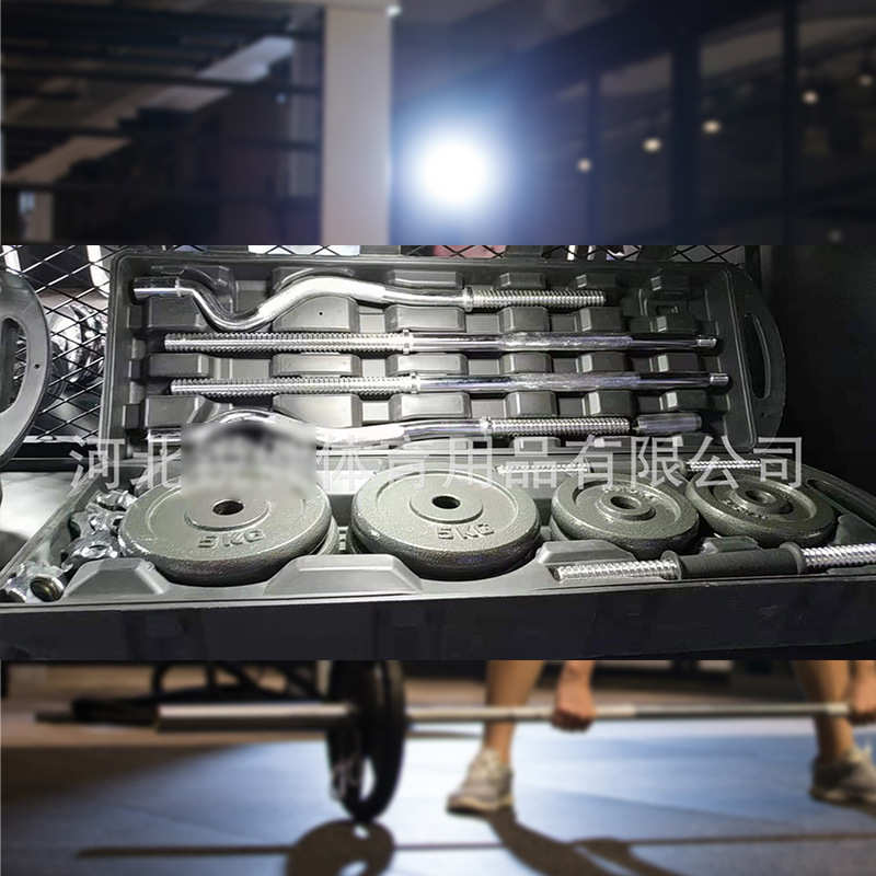 工厂现货可调节哑铃曲杆杠铃55kg套装举重健身家用商用电镀烤漆