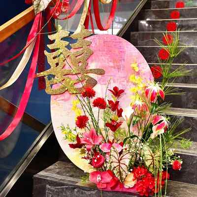 结楼梯扶手饰婚婚礼花排拉花房布置婚套装装扶梯仿真花10041390婚