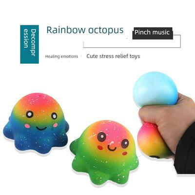 Squishy octopus Fidget Toys squeezy Stressball彩虹章鱼捏捏乐