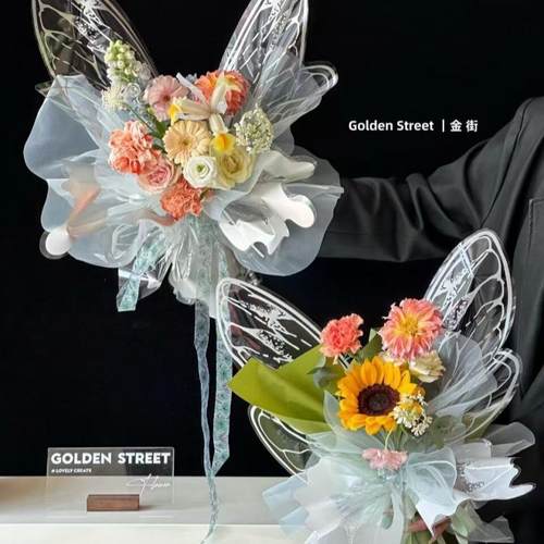 蝴蝶花包装纸opp水晶花艺包装盒