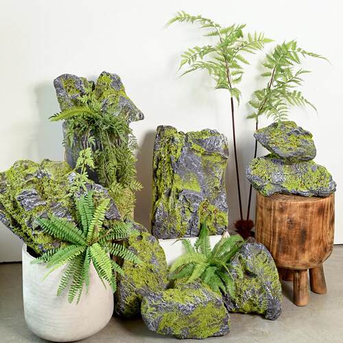仿真青苔石头PU泡沫苔藓仿生石摆件酒店园林工程景观假山石装饰品