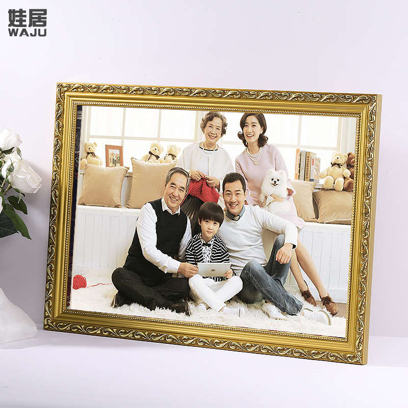 欧式实木全家福相框挂墙创意洗照片做成12 24寸婚纱照片空框定制