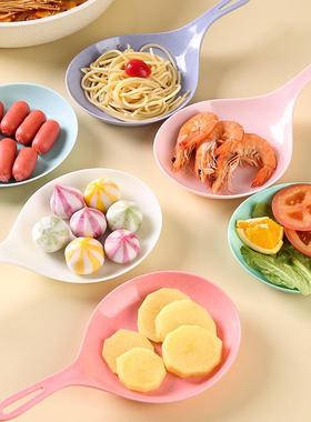 韩国Boki吃播同款大勺子白色网红餐具韩式手持碟有柄手拿接菜盘子