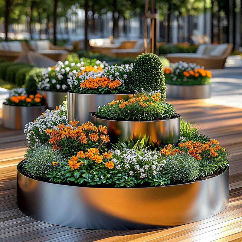 户外铁艺花箱镀锌板花钵室外花架可移动种植槽售楼部花池景观花盆
