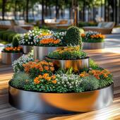 户外铁艺花箱镀锌板花钵室外花架可移动种植槽售楼部花池景观花盆