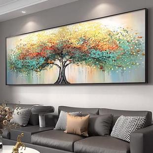 寓意摇钱树壁画背景墙客厅沙发现代无障碍豪华好挂画财富卧室横幅