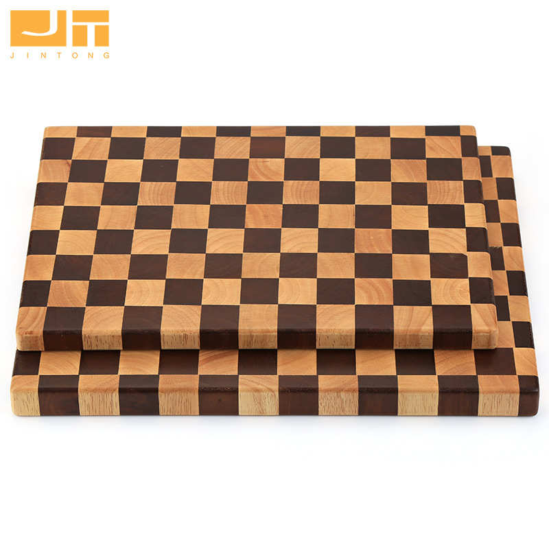 棋盘格实木菜板橡胶木砧板长方形案板拼接双面加厚家用实木切菜板