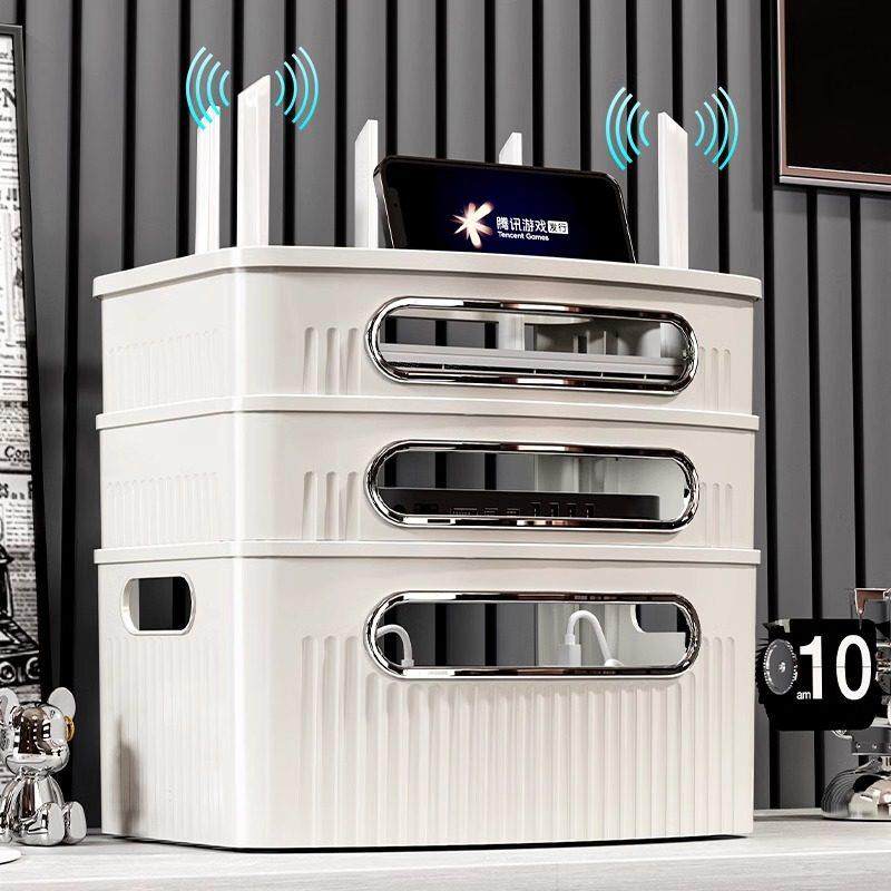 wifi路由器收纳盒电视机上盒置物架插座电线 线整理无线 线光猫放