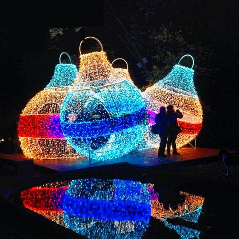 灯光节灯展场景装饰布置LED灯光亮化造型户外圆球灯光建筑