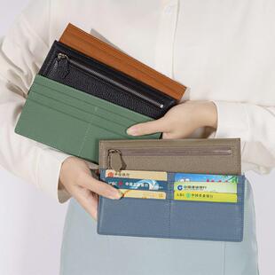Purse Leather Long Zip Thin Wallet Flat Slim Ultra
