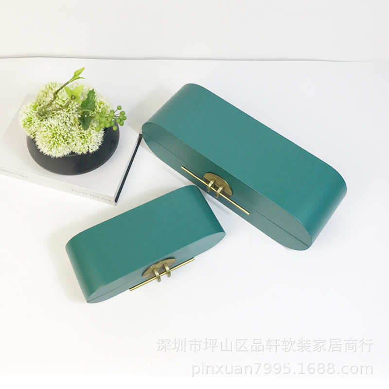 新中式样板房玄关烤漆装饰收纳盒工艺品展示首饰储物盒梳妆台摆件
