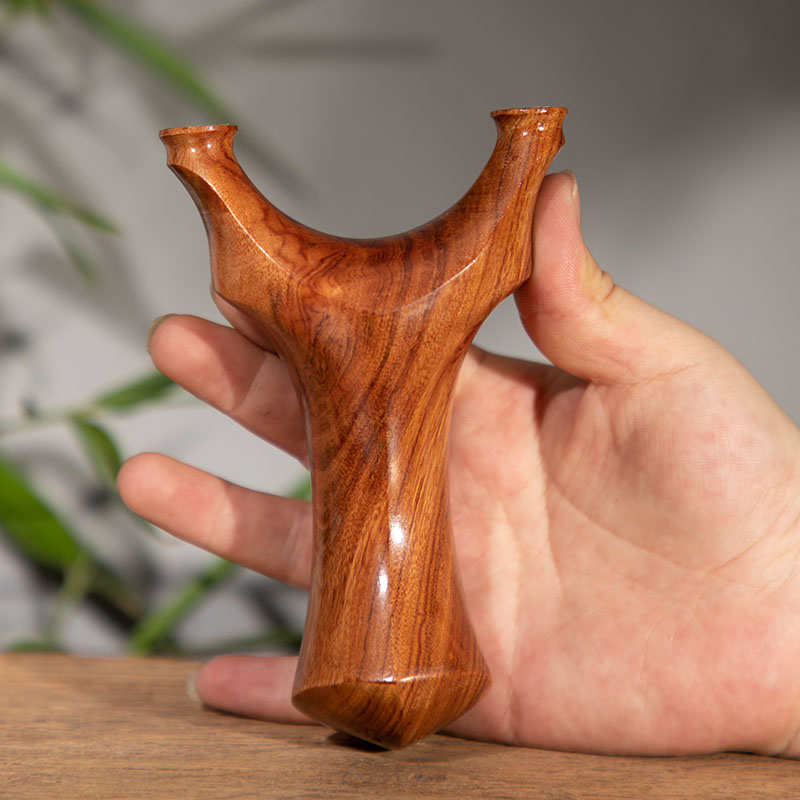 精品木弹弓紫光檀扁皮筋实木质制原木头纯手工反曲飞虎叉专业高档