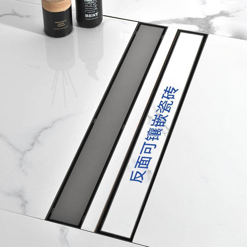 68宽304不锈钢长方形隐形地漏枪灰隐藏式长地漏卫生间下水管防臭
