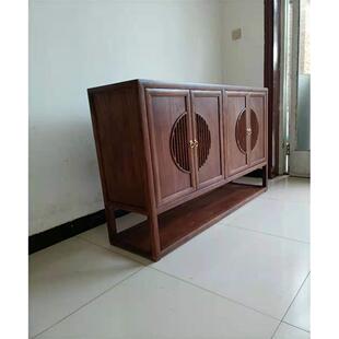 新中式家用实木餐边柜整装榆木茶水酒柜收纳储物柜客厅置物玄关柜