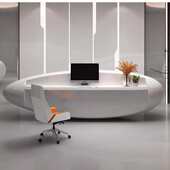 公司前台迎宾异形美容院白色烤漆收银台吧台接待台桌简约现代创意