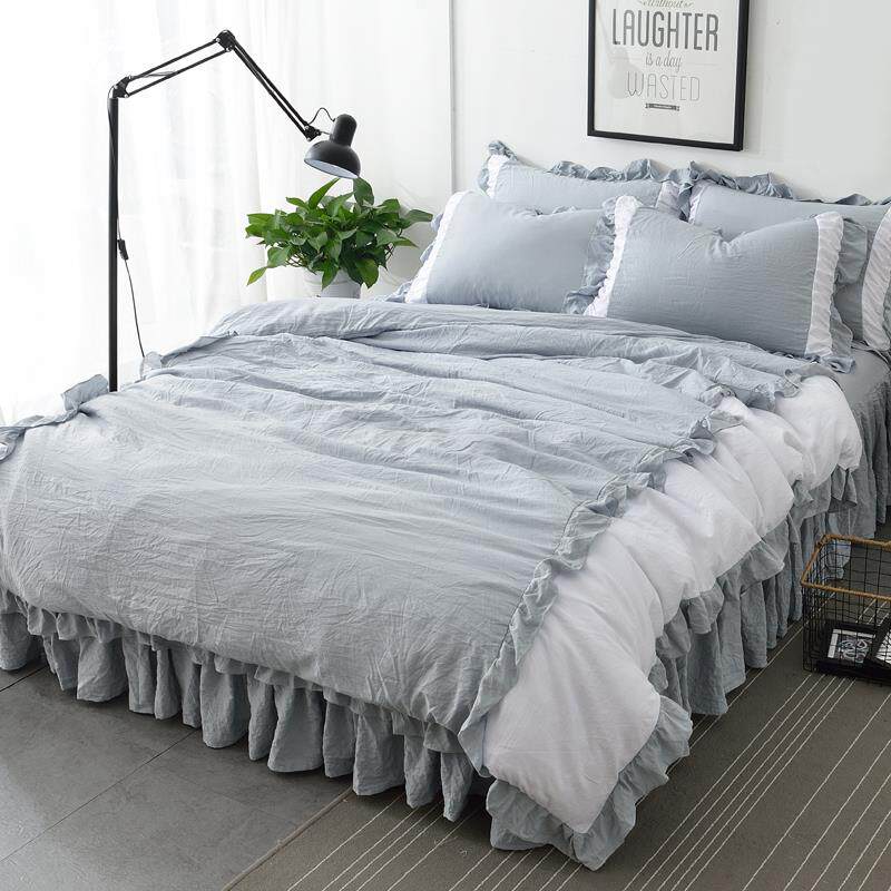 新款0四件套纯公主式床裙式床罩品纯棉色床床单被套单人床上用224