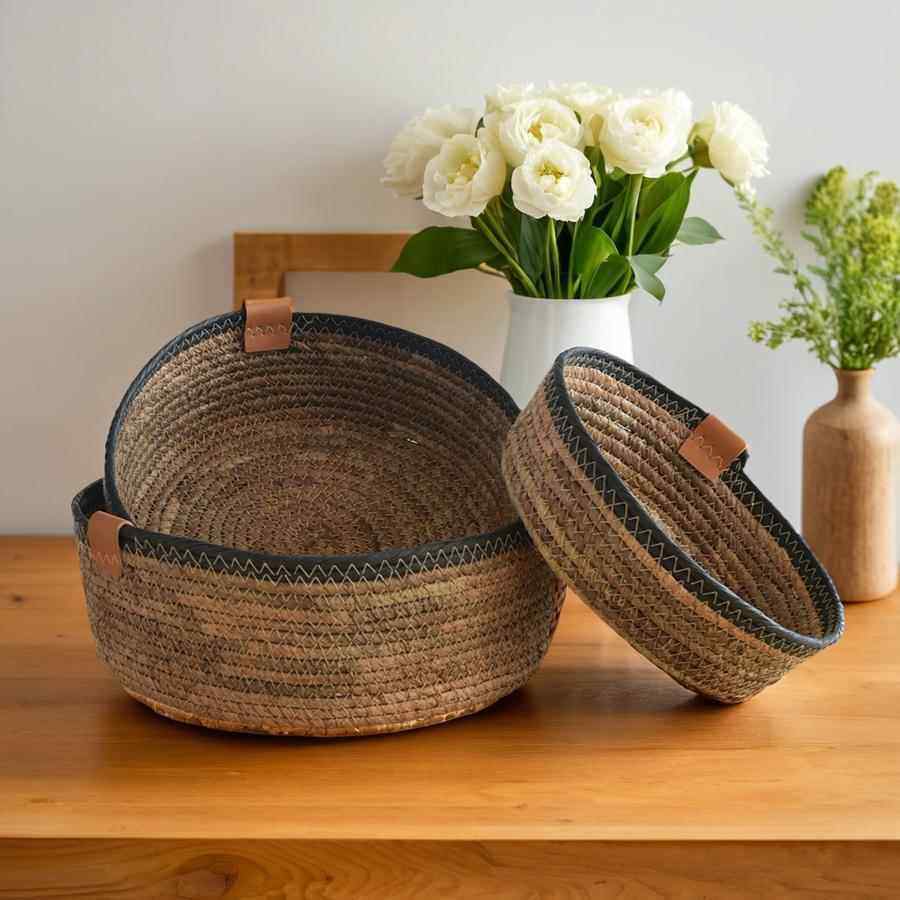 家用桌面藤编水果篮厨房收纳筐日式果盘客厅杂物茶几零食筐收纳筐,收纳整理,收纳筐,淘宝优惠券,粉丝福利购,淘宝优惠卷