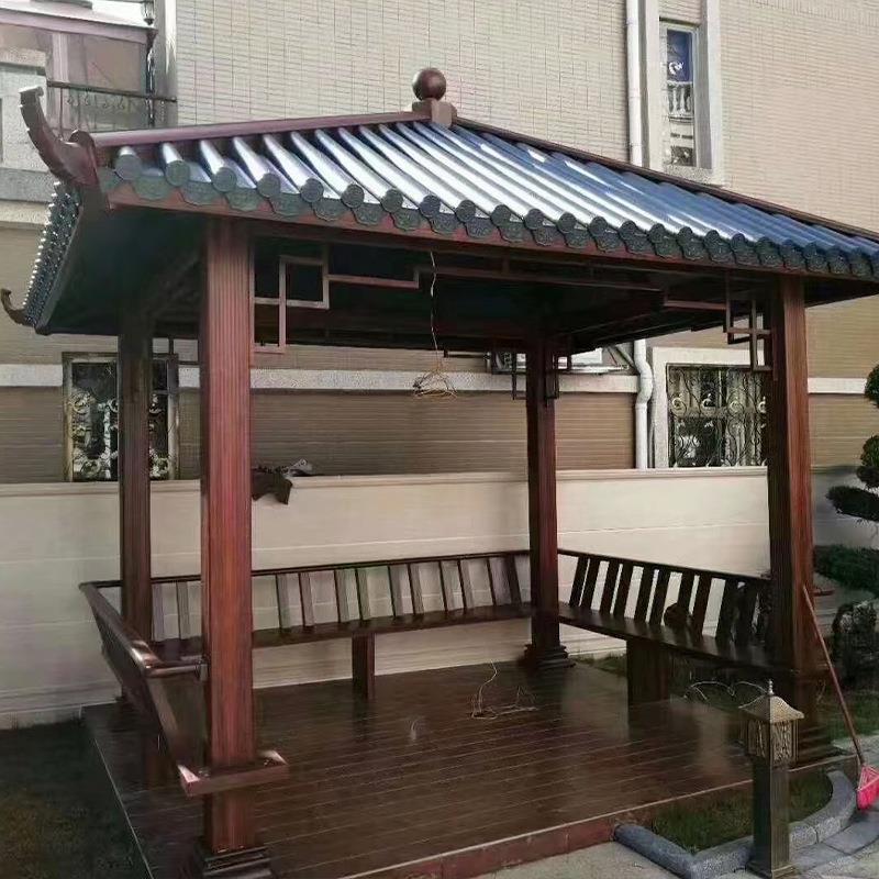 古建仿古亭子户外古防腐木四角古建筑防腐木四角休闲凉亭实木亭子