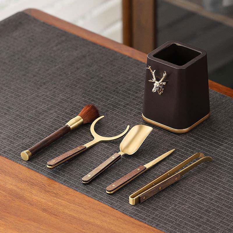 电木茶道六君子套装泡茶工具大全收纳笔筒茶筒办公室用品茶具配件