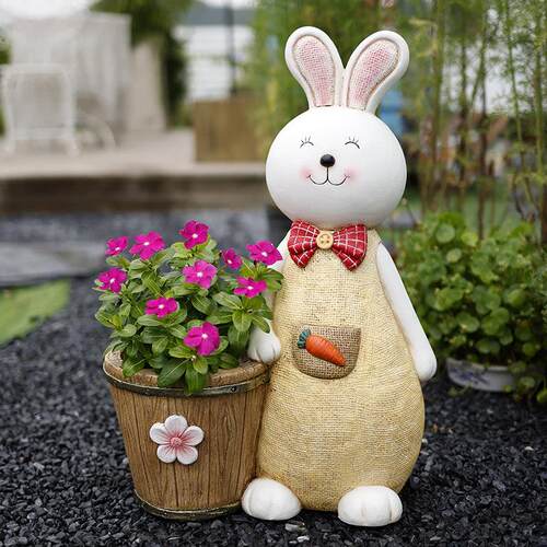 花园卡通兔子花盆年阳台庭院新件年装饰摆动园物艺户外TZG兔景观