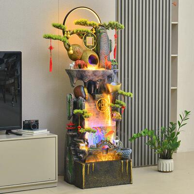 假流礼水喷泉造中山景客厅玄关办公室开业品循GIA环水鱼缸摆件新