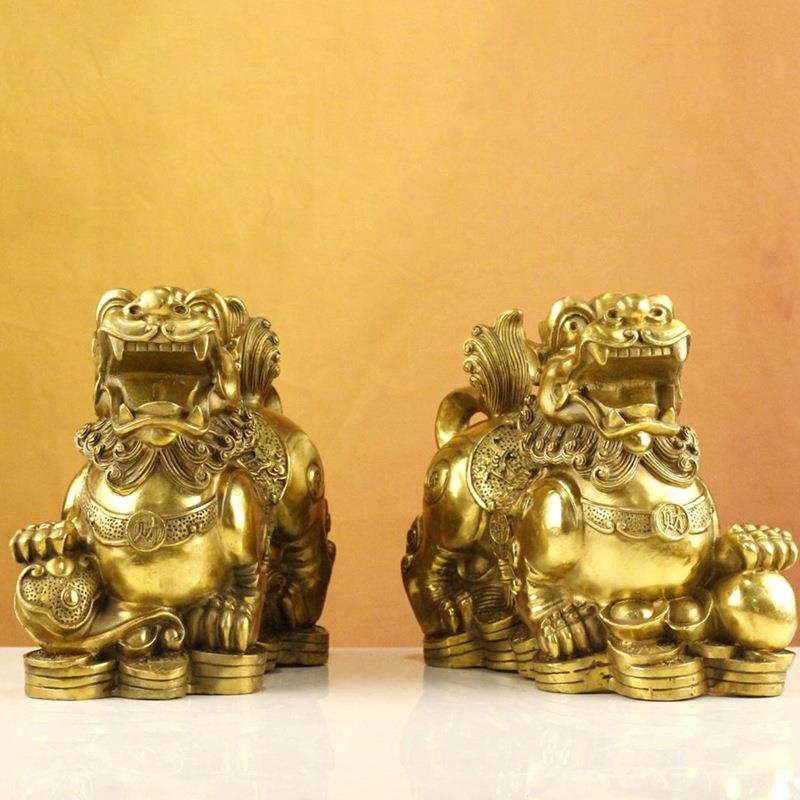 铜貔貅摆件一对皮丘招财家居摆设金属工艺品 铜器铜雕塑