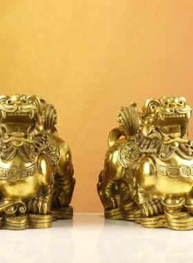 铜貔貅摆件一对皮丘招财家居摆设金属工艺品 铜器铜雕塑