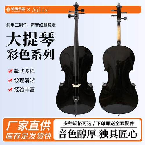 彩色大提琴亮光哑光白色黑色大提琴初学者儿童成人练习大琴