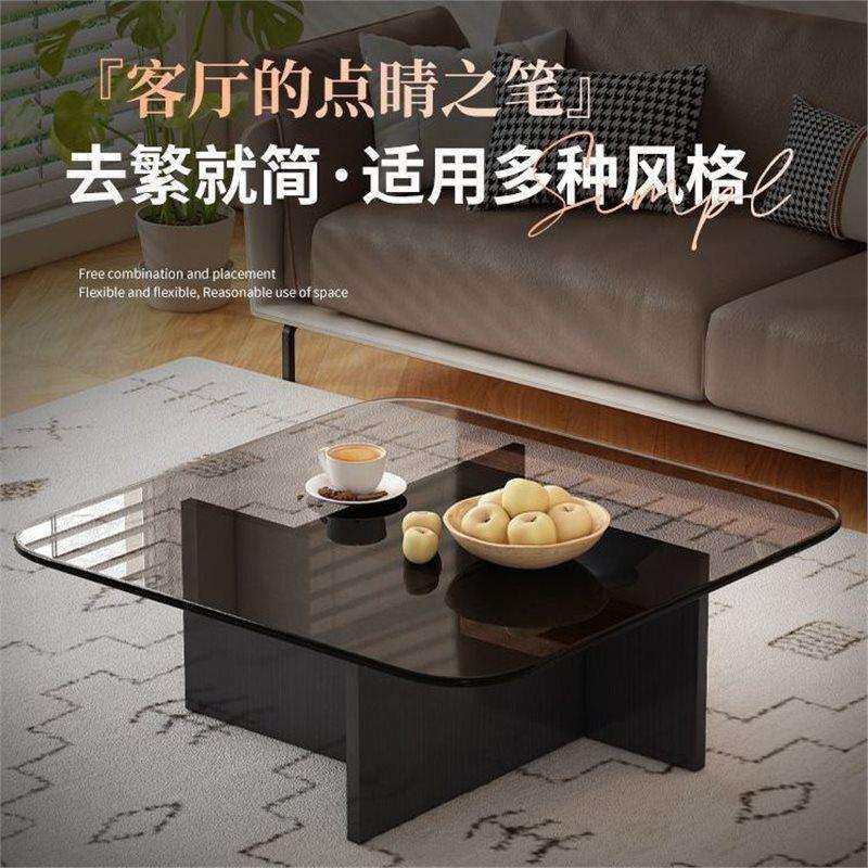 Yla网红茶几北欧轻奢现代简约意式钢化玻璃圆形小户型客厅家用极