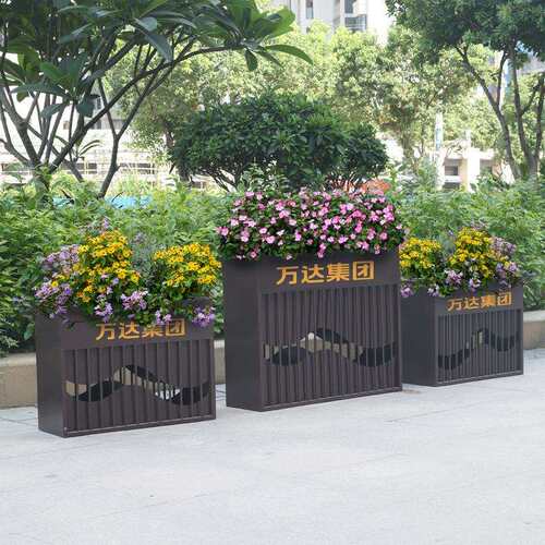 户外不锈钢组合花箱大型可移动种植槽景观花坛铁艺花架售楼部花池