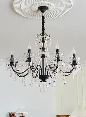 法式黑色水晶吊房灯美式间古客厅大气书房公主房卧LH-7006室复灯