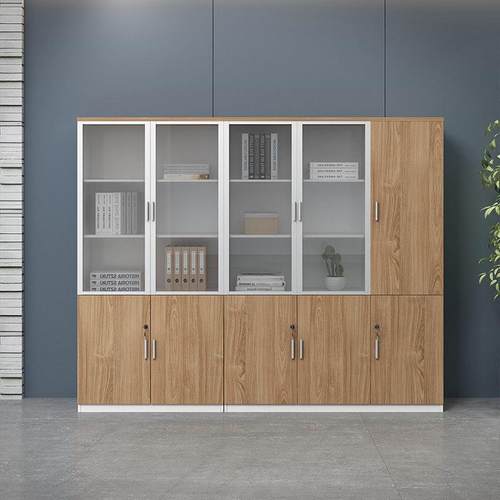 现代简案约办公室木老板桌配套书柜物资料JXX柜文件柜质小柜子储