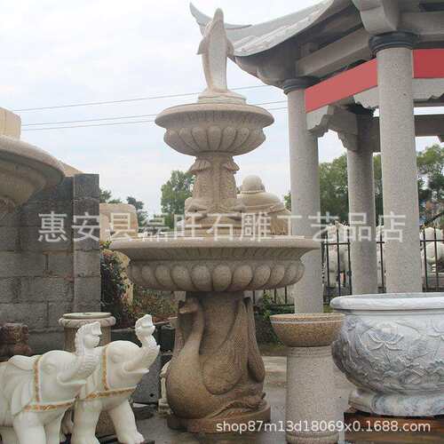 供应现货各种规格吐水动物 锈石石材雕刻喷泉 室外景区石雕摆件
