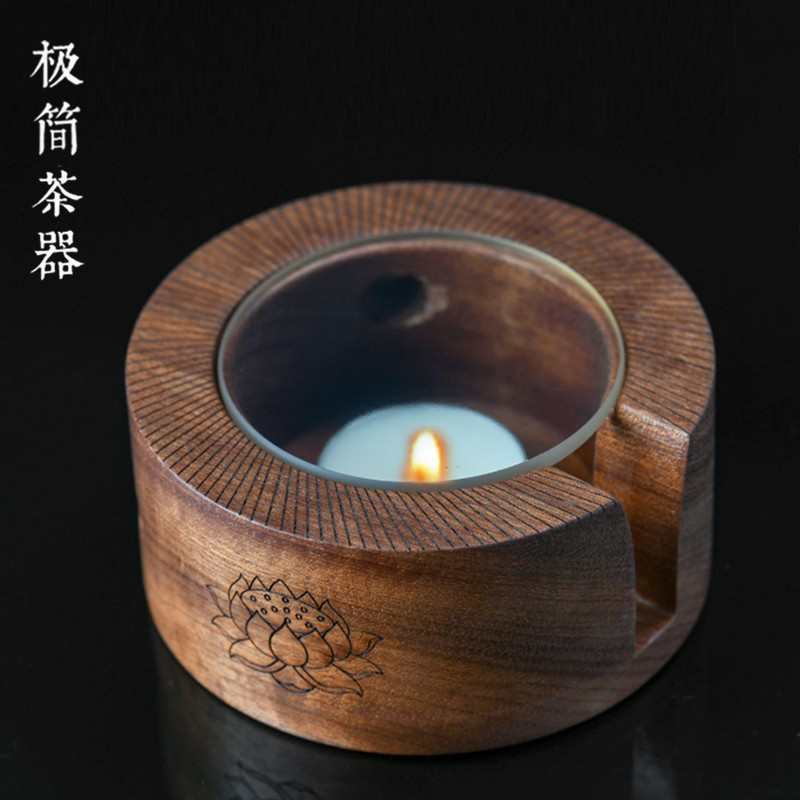 轻奢红檀温茶器蜡烛加热底座家用玻璃茶壶保温小茶炉功夫茶具配件