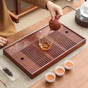 中式 批发竹木茶盘简约家用储水式 小型茶台干泡盘排水沥水竹制茶海