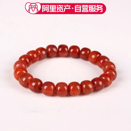 天然川料瓦西料南红老型手串直径约10mm