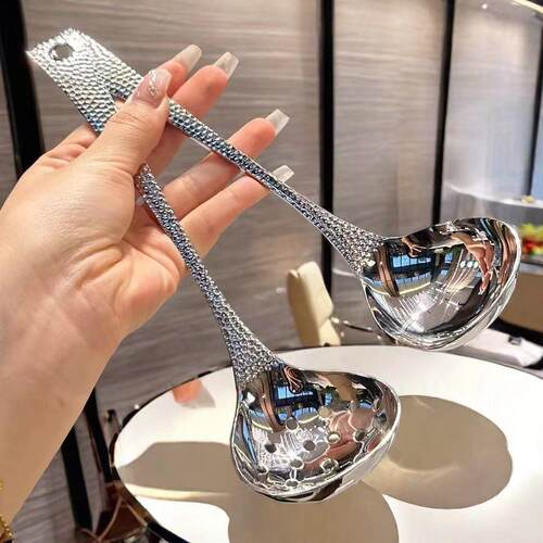 High Aesthetic Fish Scale Long Handle Soup Ladle, Home-use L
