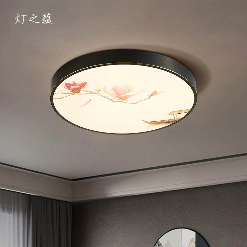 灯蕴之现代中式简约全圆铜吸顶8849灯新中式形led阳台书灯房卧室